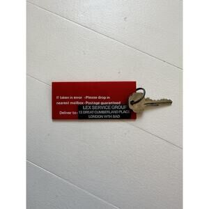 Vintage London England Hotel Key Fob & Key